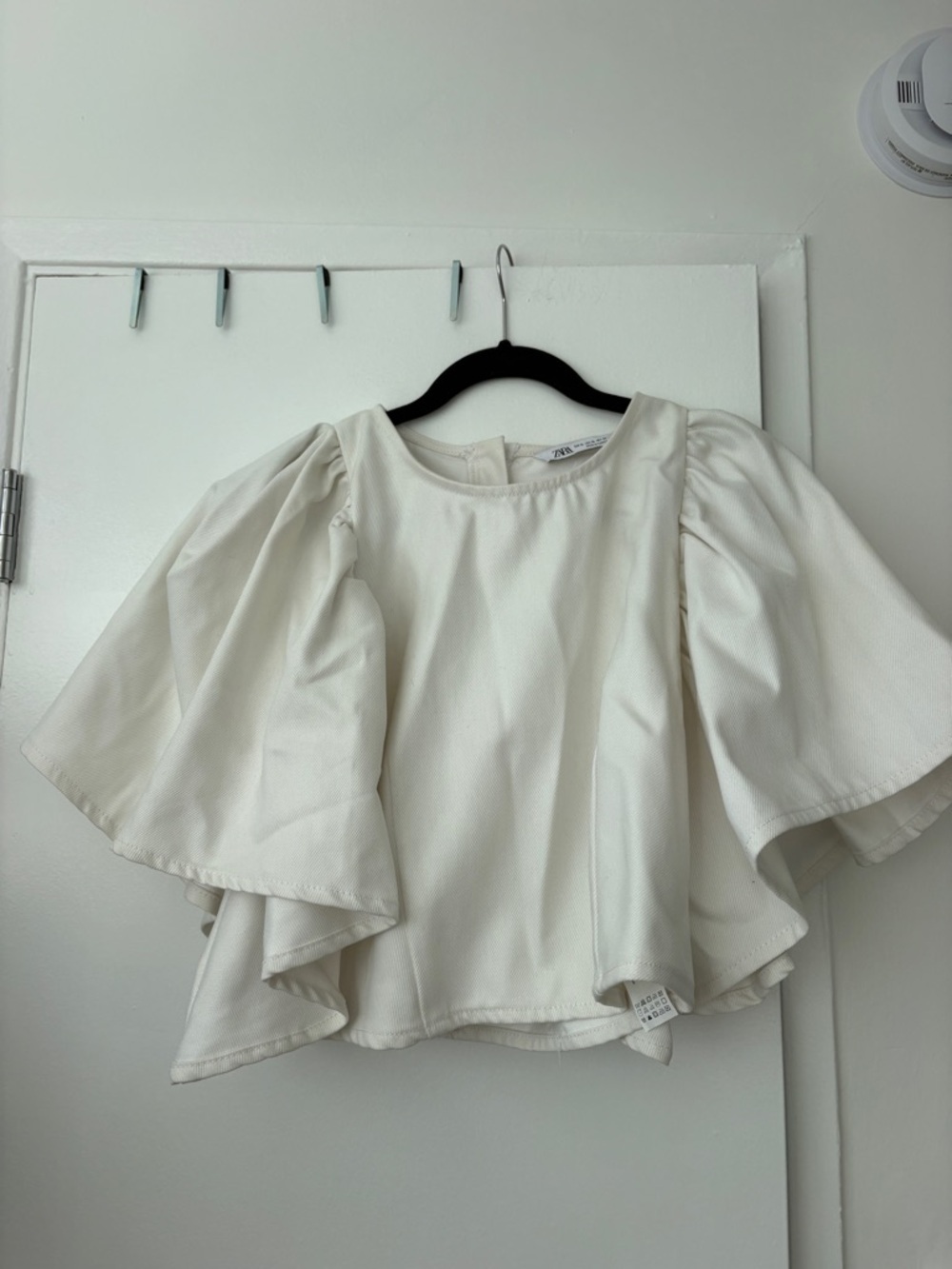 Zara Cream Voluminous Puff Sleeve Blouse